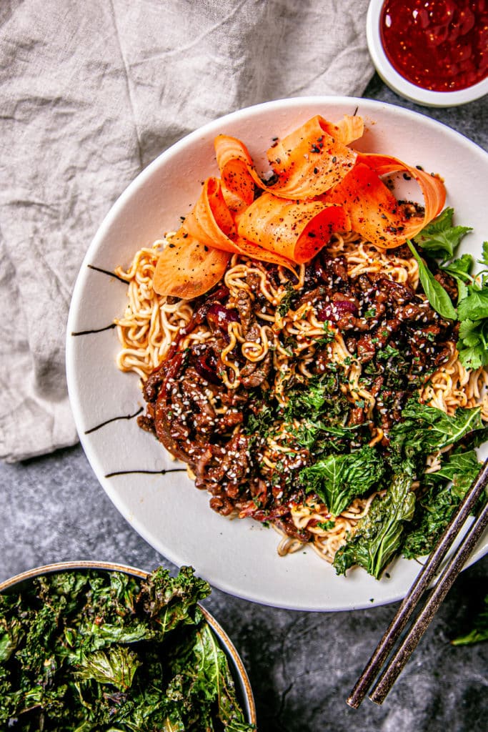 BBQ Beef Ramen Noodles Bowl