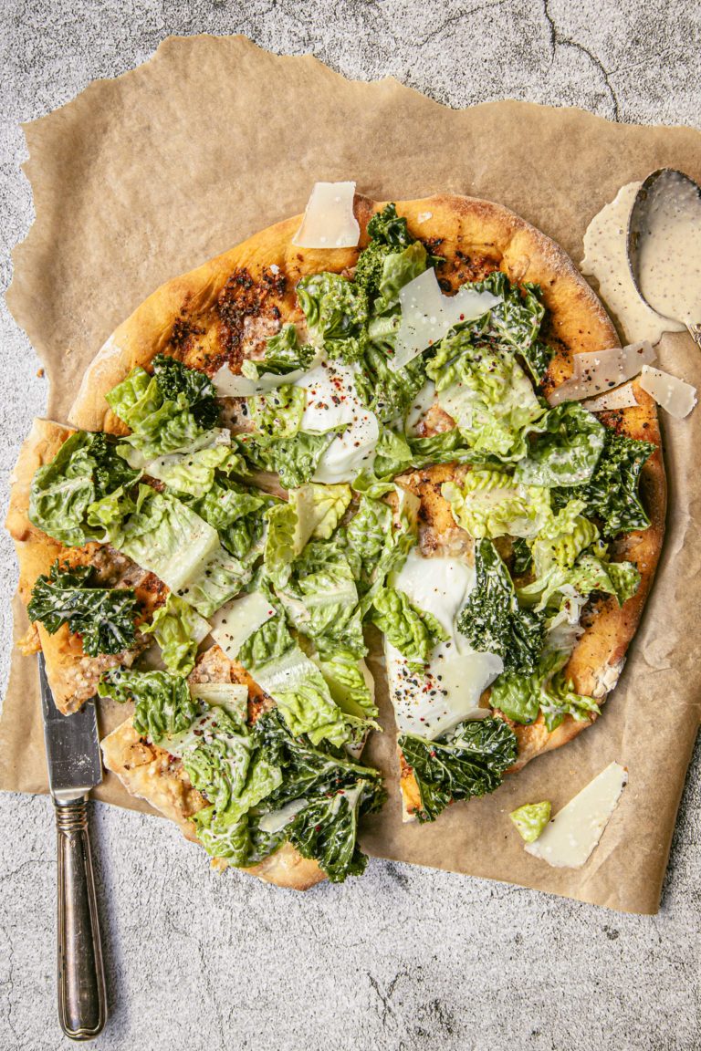 Caesar Salad Burrata Pizza