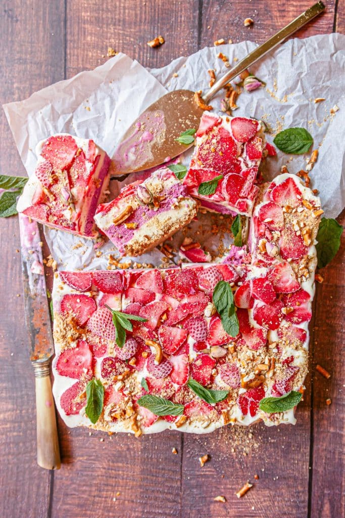 Pretzel Strawberry Ice Cream Cake