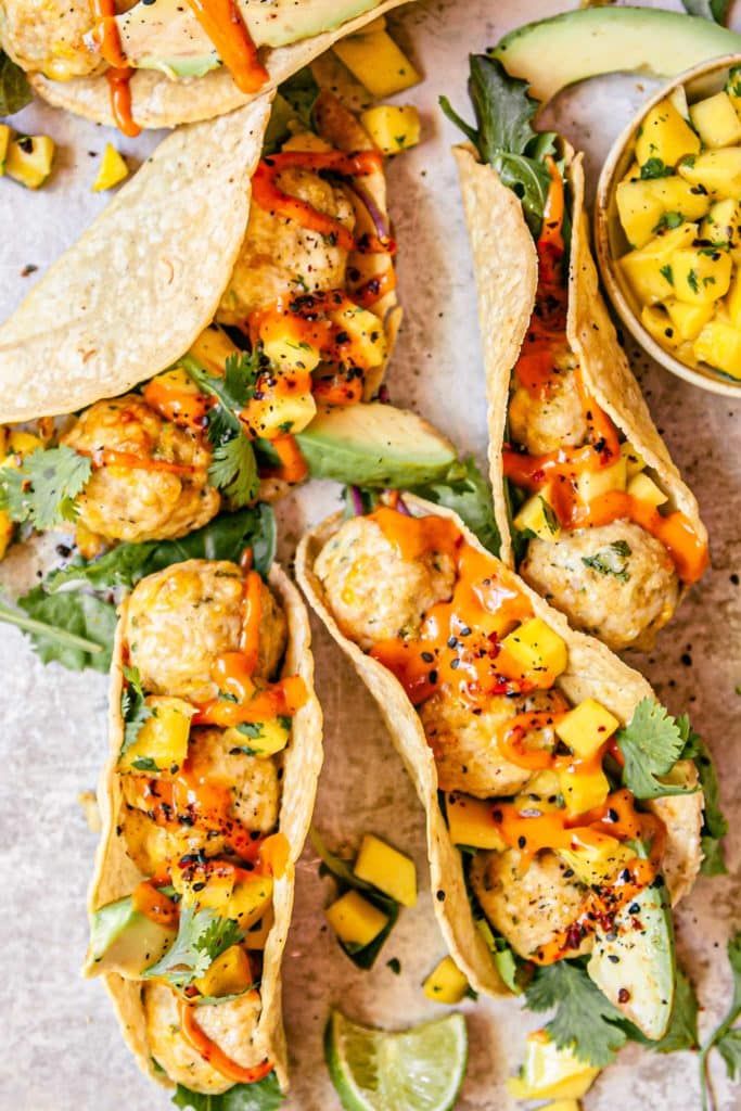Meatball Tacos with Mango Jalapeño Salsa